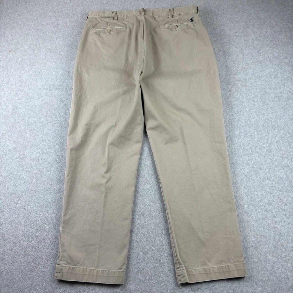 Polo Ralph Lauren Pants Mens‎ 36x29 Khaki Ethan Pleated High Rise Cotton Chino